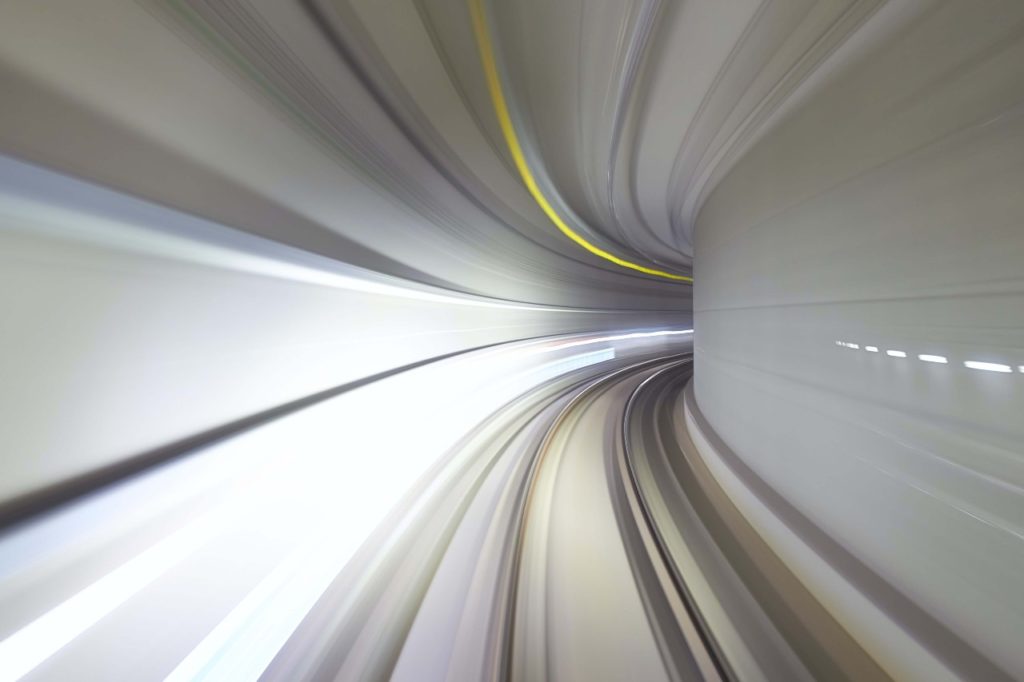 wormhole tunnel passing by at a high speed