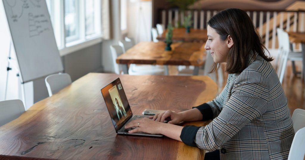 woman on a video call on her laptop