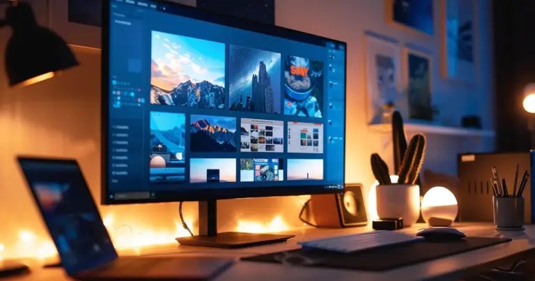 a computer screen displaying a sleek and modern blue website design.